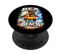 Rex On The Beach Dinosaur with Floaties Meme Adult Humor Pun PopSockets Adhesive PopGrip