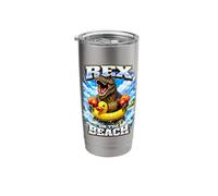 Rex On The Beach Dinosaur with Floaties Meme Adult Humor Pun Stainless Steel Insulated Tumbler