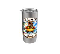 Rex On The Beach Dinosaur with Floaties Meme Adult Humor Pun Stainless Steel Insulated Tumbler