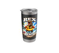 Rex On The Beach Dinosaur with Floaties Meme Adult Humor Pun Stainless Steel Insulated Tumbler