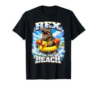Rex On The Beach Dinosaur with Floaties Meme Adult Humor Pun T-Shirt