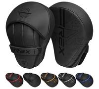 REX Punching Mitts for Men, Women, & Kids, PU Leather Focus Mitts for Martial Arts & Boxing Training, Curved Punch Mitts for Karate, Kickboxing, Krav MAGA, Muay Thai & Taekwondo (Black)