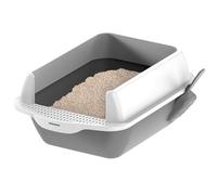 Rex & Roxy Cat Litter Tray | Litter Tray With Scoop | Cat Litter Box | Kitten Litter Tray With Open Top | Large Tray With Detachable Rim | Non Stick Surface | Splash Guards | 35 x 45 x 22cm