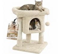 Rex & Roxy Cat Tree 59cm | Cat Tower with Oversized Perches, Condo and Hanging Ball | Pet Furniture House for Kittens | Cat Scratching Post for Scratching, Playing and Sleeping (Beige)