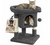 Rex & Roxy Cat Tree 59cm | Cat Tower with Oversized Perches, Condo and Hanging Ball | Pet Furniture House for Kittens | Cat Scratching Post for Scratching, Playing and Sleeping | Grey