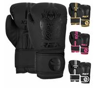 Rex Sports Boxing gloves, Training gloves, Heavy duty punching gloves Boxing Gloves for punching bags and sparring training kids and adult size 2 OZ to 16 OZ (FULL BLACK, 6 OZ)
