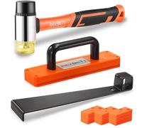 REXBETI 43-Piece Upgraded Laminate Flooring Tools, Wood Flooring Installation Kit, Solid Tapping Block with Handle, Durable Pull Bar, Diameter 1 3/8" Reinforced Double-Faced Mallet, 40 Spacers
