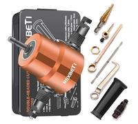 REXBETI Double Headed Sheet Metal Nibbler, Drill Attachment Metal Cutter with Extra Punch and Die, 1 Cutting Hole Accessory and 1 Step Drill Bit, Perfect for Straight Curve and Circle Cutting (Gold)
