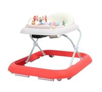 Rexco Red Folding Baby Walker Boys Girls First Steps Foldable Ride on Push Along Car Toy Activity Table Tray Interactive Sound Walking Aid