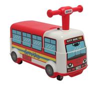 Rexco Ride On Big Red Bus Childrens Kids Toy Push Along Walker Car Foot To Floor Interactive Music Light Sound Baby Toddler Infant Vehicle
