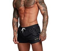 Rexcyril Men's Athletic Gym Workout Shorts 3 Inch Quick Dry Running Bodybuilding Short Shorts with Liner and Zipper Pockets, #2 Black, Large