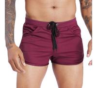 Rexcyril Men's Running Workout Bodybuilding Gym Shorts Athletic Sports Casual Short Pants, Maroon2, Small
