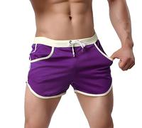 Rexcyril Men's Running Workout Bodybuilding Gym Shorts Athletic Sports Casual Short Pants, Purple, Medium