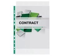 Rexel Copy King Punched Pockets A4 With Green Spine Glass Clear Transparent 90 microns Polypropylene Up 11 Holes 2115705 Pack of 25