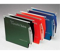 Rexel 275 Lateral Hanging Files with Tabs and Inserts, 15 mm V-base, Polypropylene, Green, Crystalfile Extra, Pack of 25, 70637