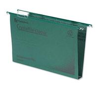 Rexel 330 Lateral Hanging Files with Tabs and Inserts, 15 mm V-base, 100 Percent Recycled Manilla, Green, Crystalfile Classic, Pack of 50, 70670