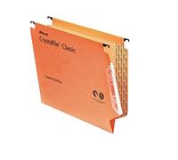 Rexel 330 Lateral Hanging Files with Tabs and Inserts, 15 mm V-base, 100 Percent Recycled Manilla, Orange, Crystalfile Classic, Pack of 50, 70671