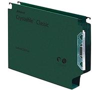 Rexel 330 Lateral Hanging Files with Tabs and Inserts, 50 mm base, 100 Percent Recycled Manilla, Green, Crystalfile Classic, Pack of 25, 70672