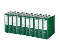 Rexel A4 Lever Arch Files, Green Polypropylene Filing Folders, Durable PP ECO 75 mm Spine Holds Up to 500 Sheets, for A4 Document Storage and Everyday Filing, Pack of 10