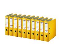 Rexel A4 Lever Arch Files, Yellow Polypropylene Filing Folders, Durable PP ECO 75 mm Spine Holds Up to 500 Sheets, for A4 Document Storage and Everyday Filing, Pack of 10