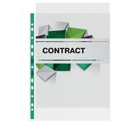 Rexel A4 Punched Pockets Glass Clear Green Spine Pack of 100