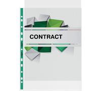 Rexel A4 Punched Pockets, Glass Clear, Green Spine, Pack of 100