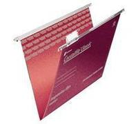 Rexel A4 Suspension Files with Tabs and Inserts for Filing Cabinets, 15 mm V base, 100 Percent Recycled Manilla, Red, Crystalfile Classic, Pack of 50, 78161