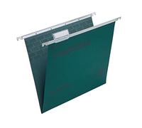 Rexel A4 Suspension Files with Tabs and Inserts for Filing Cabinets, 15 mm V base, 100 Percent Recycled Manilla, Green, Crystalfile Classic, Pack of 50, 78045
