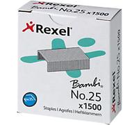 Rexel Bambi No.25 Staples 6/4 ACCO5020 Galvanised Steel Silver Pack of 1500