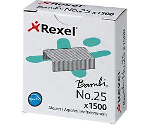 Rexel Bambi No.25 Staples 6/4 ACCO5020 Galvanised Steel Silver Pack of 1500