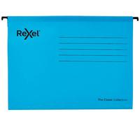 Rexel Classic A4 Reinforced Suspension Files For Filing Cabinets, 15 mm V Base, 100 Percent Recycled Card, Blue, Pack Of 25,
