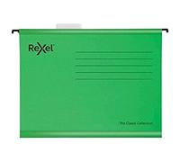 Rexel Classic Foolscap Suspension File Card 15mm V Base Green (Pack 25) 2115591 DD