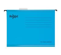 Rexel Classic Foolscap Reinforced Suspension Files V base 15mm Blue PK25 - 2115590
