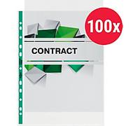 Rexel Copy King Punched Pockets A4 Clear Green, Transparent 90 microns PP (Polypropylene) Top Opening 11 Holes 12265 Pack of 100