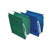 Rexel 275 Lateral Hanging Files With Tabs And Inserts, 15 mm V-Base, 100 Percent Recycled Manilla, Green, Crystalfile Classic,