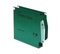 Rexel 275 Lateral Hanging Files with Tabs and Inserts, 30 mm base, 100 Percent Recycled Manilla, Green, Crystalfile Classic, Pack of 50, 78654
