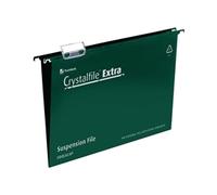Rexel Crystalfile Extra 15mm Suspension File Foolscap Green (25 Pack)