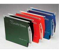 Rexel 275 Lateral Hanging Files with Tabs and Inserts, 15 mm V-base, Polypropylene, Green, Crystalfile Extra, Pack of 25, 70637