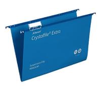 Rexel Foolscap Heavy Duty Suspension Files with Tabs and Inserts for Filing Cabinets, 15 mm base, Polypropylene, Blue, Crystalfile Extra, Pack of 25, 70630