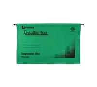 Rexel Crystalfile Flexi Foolscap Suspension File Manilla 15mm V Base Green (Pack 50) 3000040