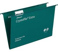 Rexel Crystalfile Extra 15mm Suspension File Foolscap Green (25 Pack)
