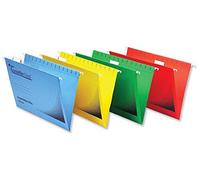 Rexel Foolscap Suspension Files with Tabs and Inserts for Filing Cabinets, 15 mm V-base, Manilla, Yellow, Crystalfile Flexifile, Pack of 50, 3000043