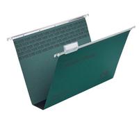 Rexel Foolscap Suspension Files With Tabs And Inserts For Filing Cabinets, 50 mm Base, 100 Percent Recycled Manilla, Green,