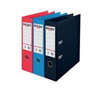 Rexel Choices A4 Lever Arch Files, 3-Pack Assorted Colors (Black, Red, Blue), Durable Plastic on Board, Patented No.1 Locking Mechanism, Replaceable Spine Labels, Ring Binder, Office File Organizer