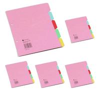 Rexel Manilla A4 Dividers 5 Part - Assorted Colours (Pack of 5)
