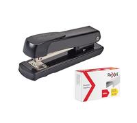 Rexel Meteor Half Strip Stapler with 1000 26/6 Staples, 20 Sheet Capacity, Metal Desktop Stapler with Ergonomic Grip, Black (2115733)