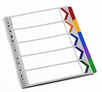 Rexel Mylar A4+ Dividers Extra Wide 5 Part, White/Multicolour, 75687