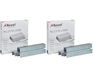 Rexel No.23/10 mm Heavy Duty Staples, For Stapling up to 60 Sheets, Use with Heavy Duty Staplers, Box of 1000, 2101212 (Pack of 2)