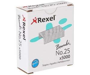 Rexel No.25 Small Staples, For Stapling up to 10 Sheets, Use with Mini Staplers, Box of 5000, 5025