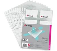 Rexel Nyrex Business Card Pocket Multipunched A4 Clear Ref 13681 [Pack 10]